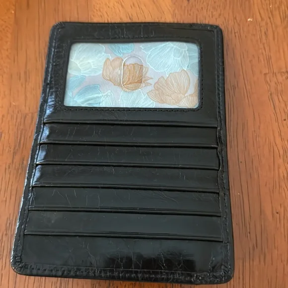 Hobo Euro Slide Card Case in polished black leather - Picture 3 of 8